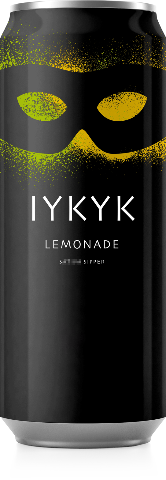 iykyk-01-lemonade-10mg Lemonade 16oz can for plant-derived IYKYK plant-based drinks, T** drinks with 10mg Delta-9 T** + C**