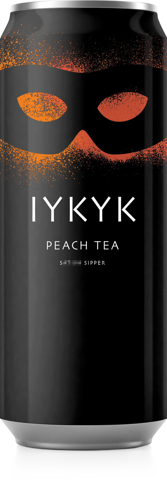 iykyk-03-peach-tea-10mg Peach Tea 16oz can for plant-derived IYKYK plant-based drinks, T** drinks with 10mg Delta-9 T** + C**