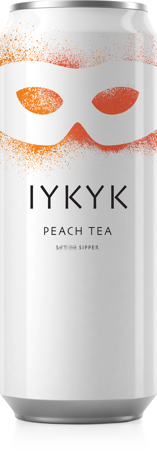 Peach Tea 12oz can for plant-derived IYKYK plant-based drinks, T** drinks with 5mg Delta-9 T** + C**