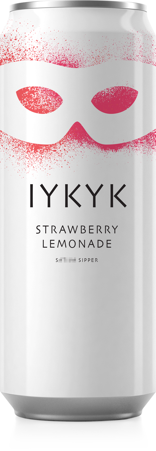 iykyk-04-strawberry-lemonade-5mg Strawberry Lemonade 12oz can for plant-derived IYKYK plant-based drinks, T** drinks with 5mg Delta-9 T** + C**
